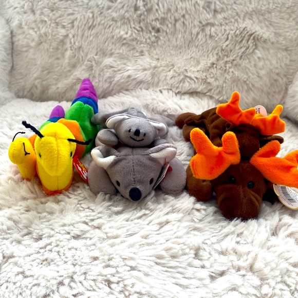 Beanie babies and matching teenies. Inch inchworm, Mel  koala, Chocolate Moose. - Picture 1 of 4